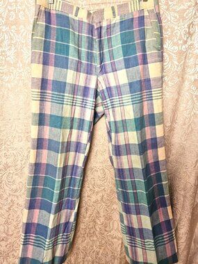 Authentic vintage men's Madras plaid trousers preppy rich guy style